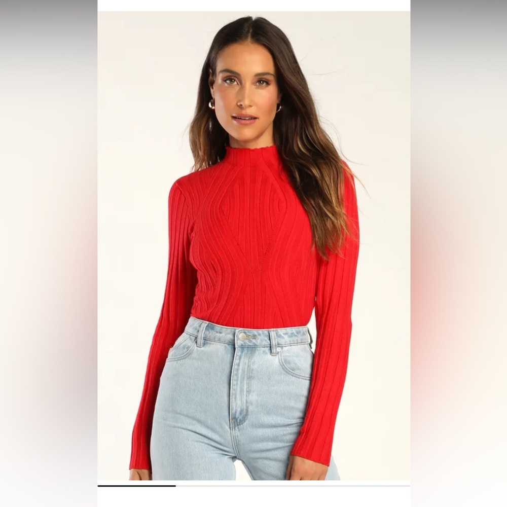 Lulus red mock neck sweater